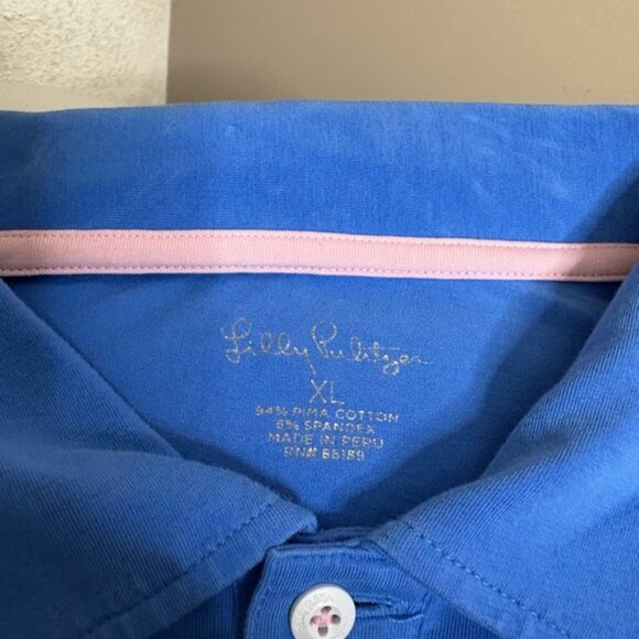 Lilly Pulitzer Men’s Polo Shirt Size XL Blue Golf Short Sleeve Pima Cotton UPF - Picture 3 of 3
